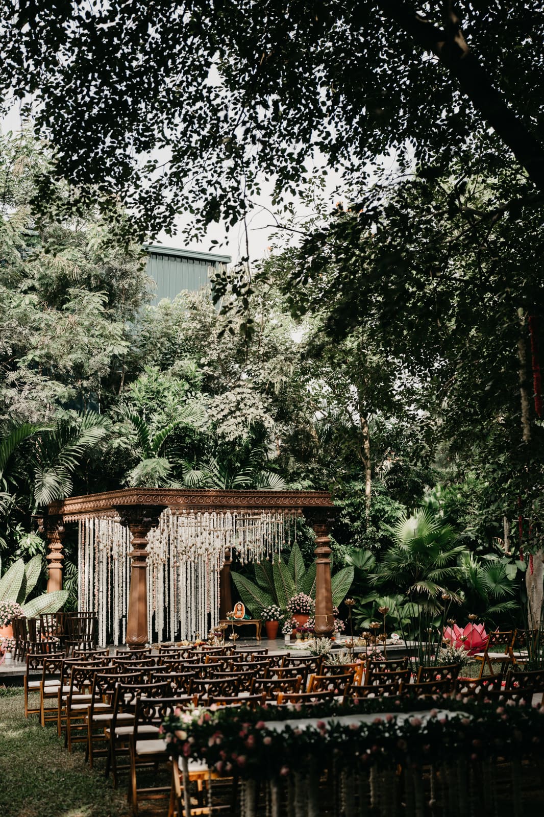 The mandap under the trees