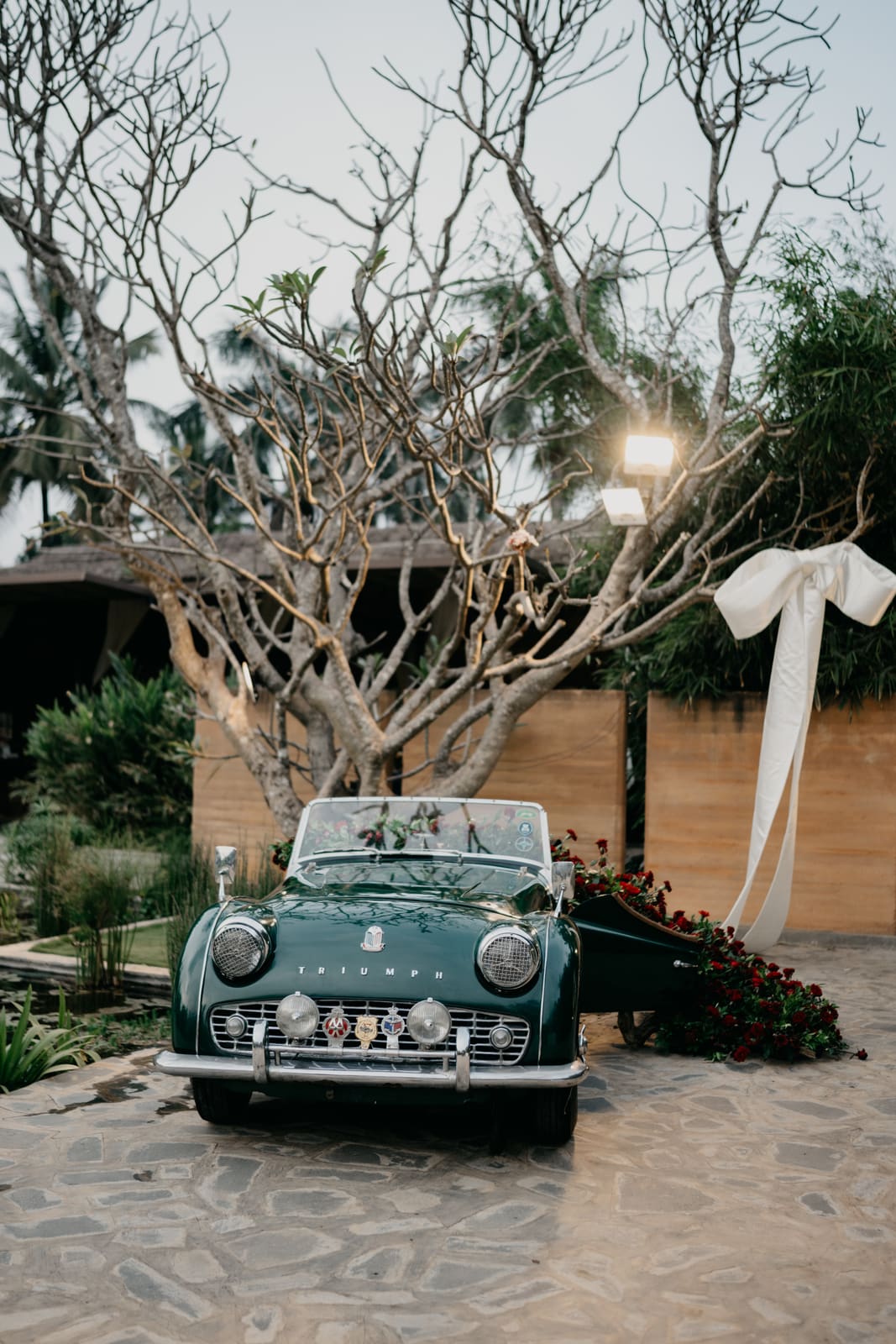 The getaway car with a white bow
