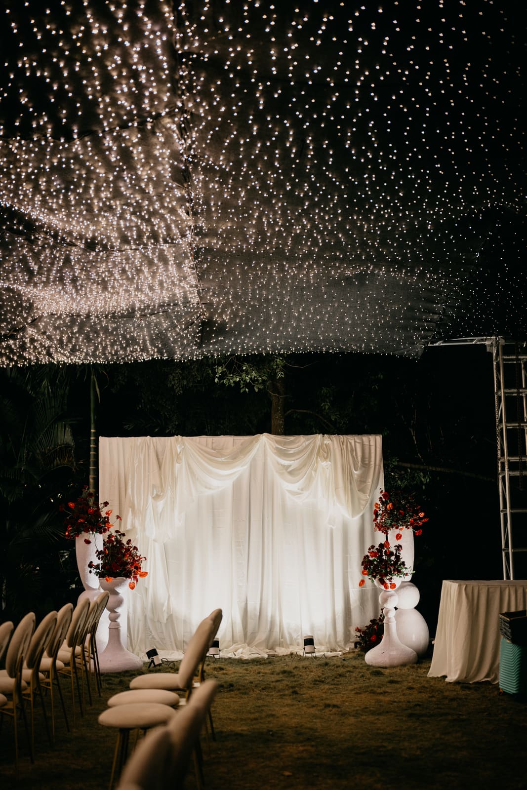 The stage under a ceiling of lights