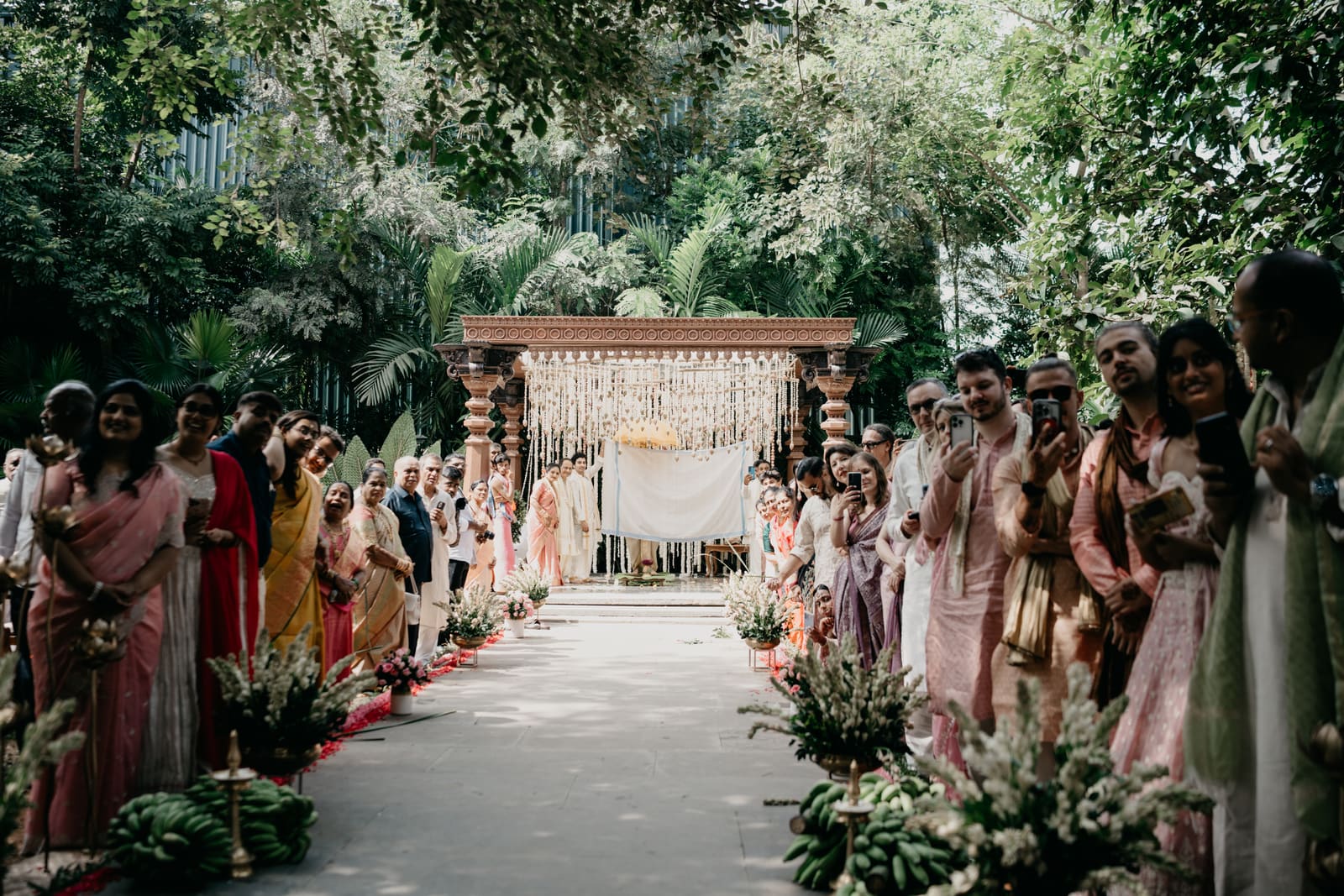 The mandap aisle in the garden